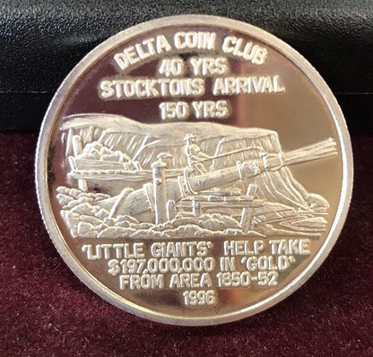 1996 Delta Coin Club of Stockton 40th Annv/Stockton's 150th Annv .999 Silver Rnd