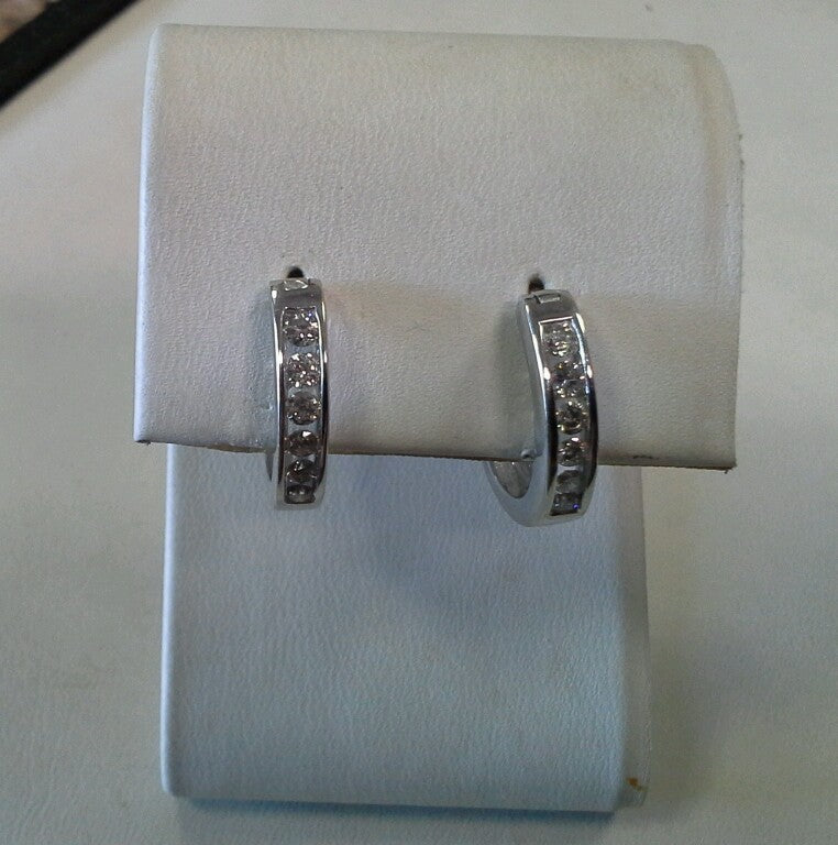 14k White Gold ZEI Diamond Hoop Earrings