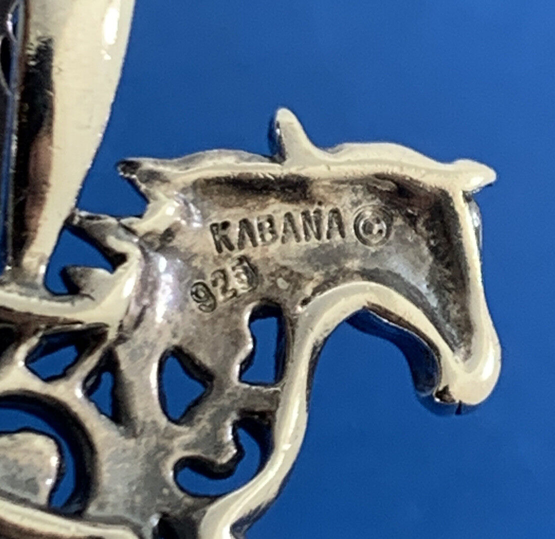 Kabana 925 Sterling Silver Open Work Scroll Running Horse Pendant