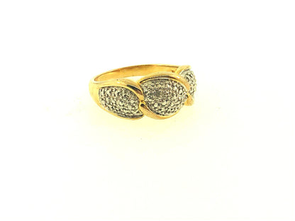 925 Sterling Silver Vermeil Diamond Illusion Statement Band Ring