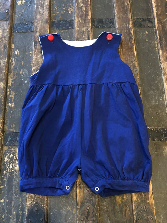 Smocked Threads by Cecil & Lou Red White Blue Cotton 24M Girls One Piece Romper