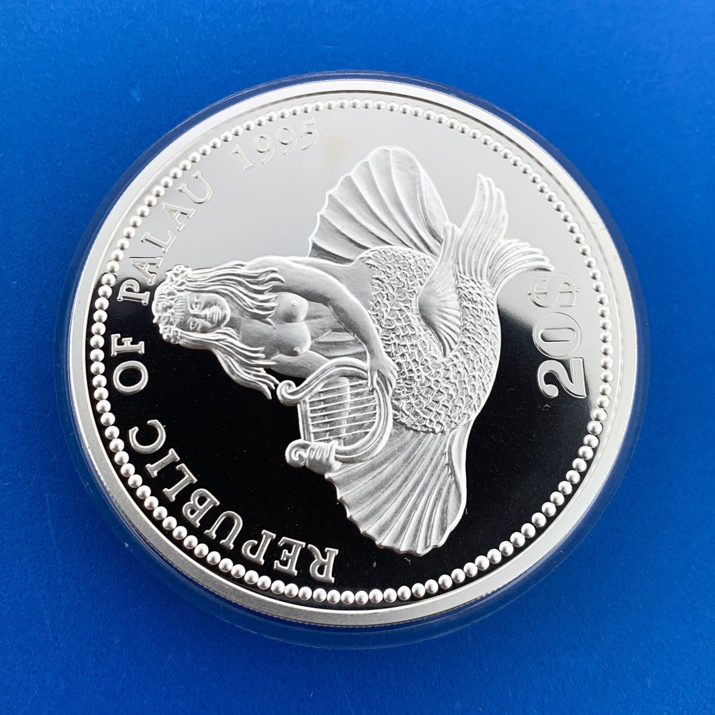 1995 Republic Palau $20 5 Oz Silver Marine Life Colorized Proof Coin Low Mntg