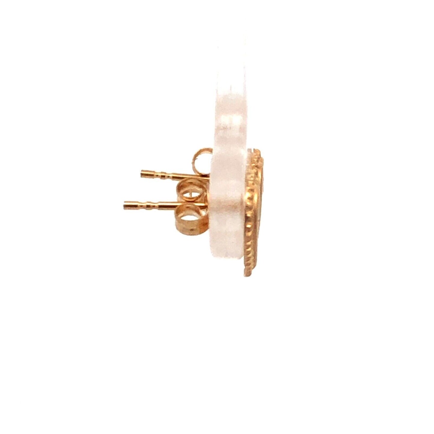 14K Yellow Gold Starburst Textured Heart Stud Earrings