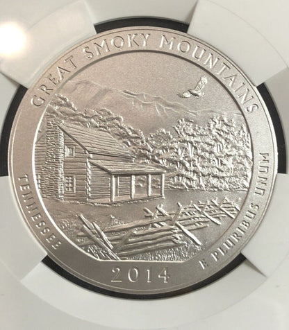 NGC 2014 P Great Smokey Mountains SP70 America The Beautiful ATB 5oz Silver Coin