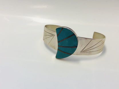 Jay King Desert Rose Trading 925 Sterling Silver Turquoise Inlay Cuff Bracelet