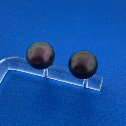 Designer 925 Sterling Silver Burgundy Wine Brown Pearl  10 mm Stud Earrings