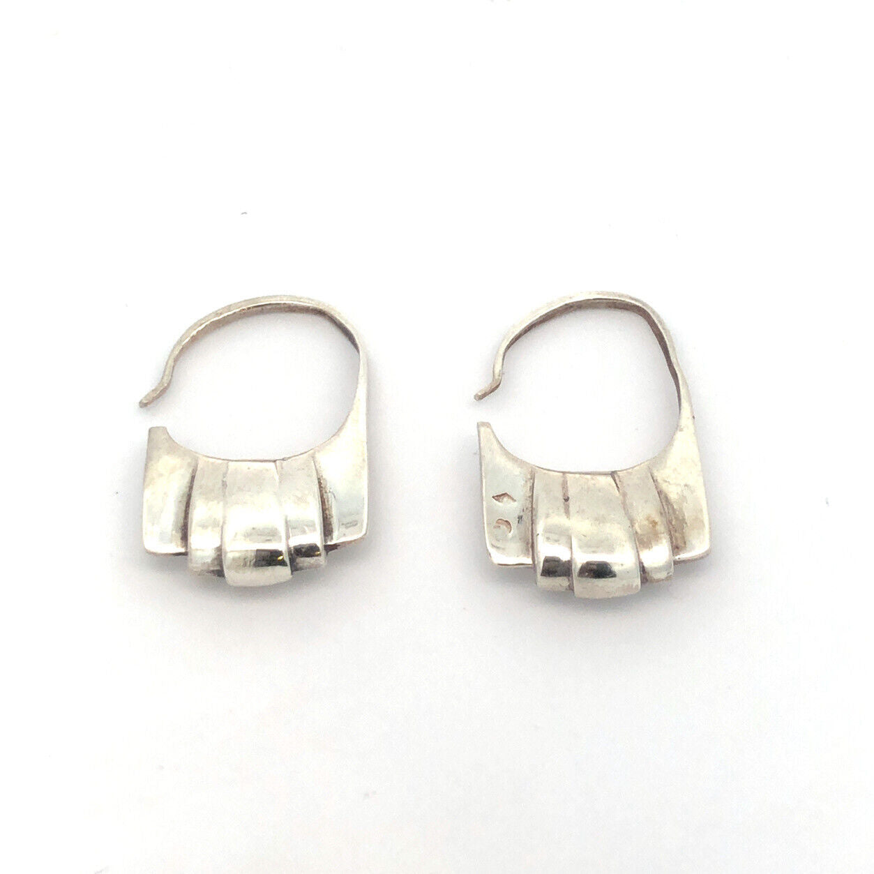 Designer 925 Sterling Silver Modernist Hoop Hook Dangle Earrings