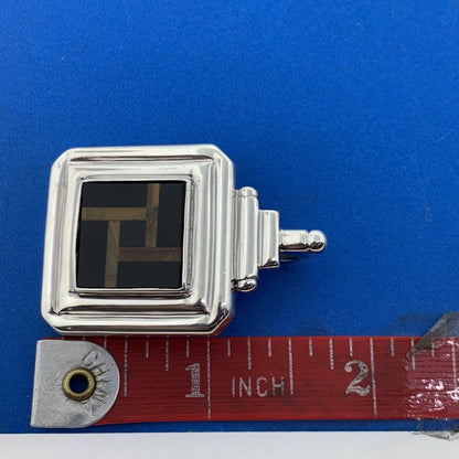 Designer 925 Sterling Silver Black Onyx Tiger Eye Inlay Square Statement Pendant