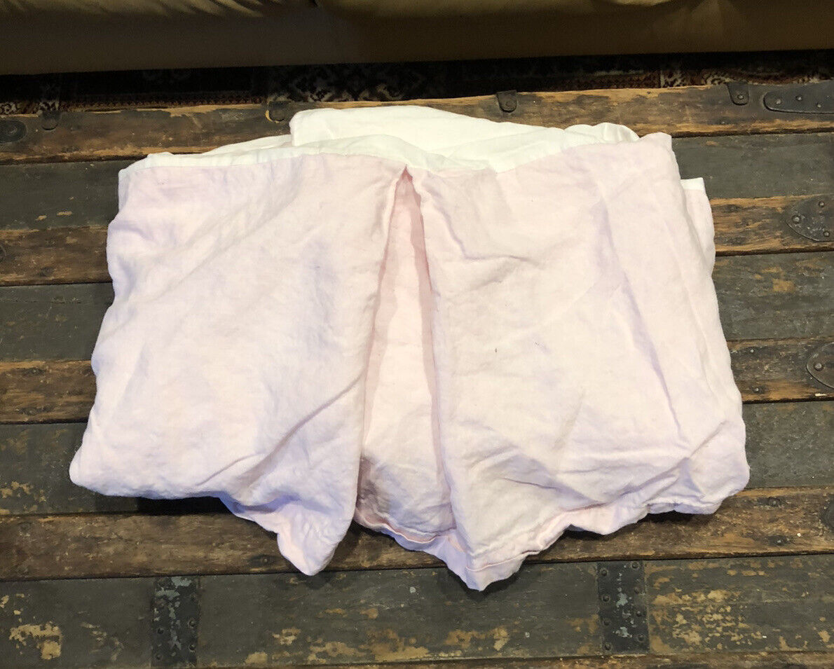 Pottery Barn Solid Light Pink Linen Girls Room Kids Crib Bed Skirt