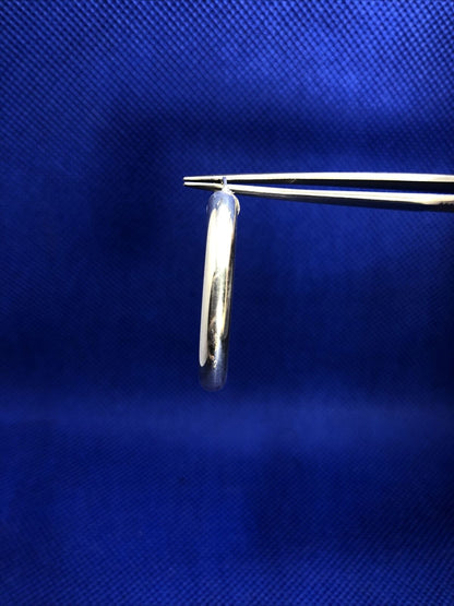 Designer Italy 925 Sterling Silver Large Polished Tubular Oval Hoop Earrings