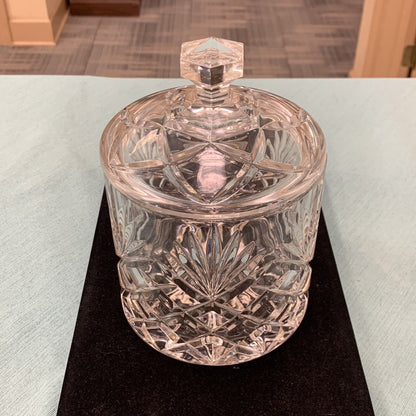 Unmarked Cut Glass Crystal Decorative Biscuit Cookie Jar w/Lid