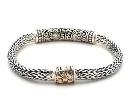 Effy Artisan BH 925 Sterling Silver 18K Gold Dot Scroll Balinese Chain Bracelet