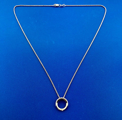 Designer Italy 10K White Gold Diamond Infinity Eternity Circle Pendant Necklace