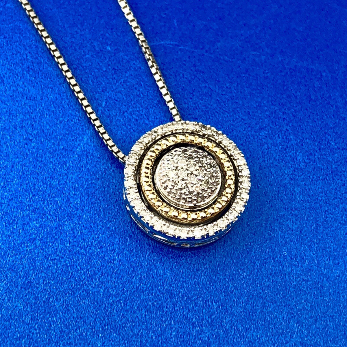 Designer AJ Sterling Silver 14K Yellow Gold Diamond Halo Infinity Necklace