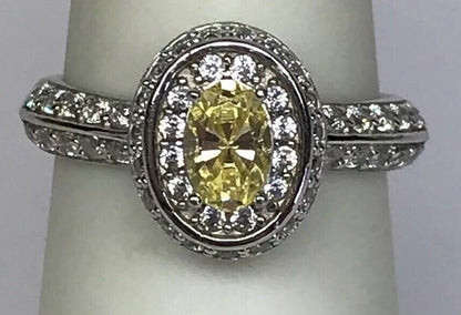 Sterling Silver Yellow White Cubic Zirconia Engagement Bridal Ring S179