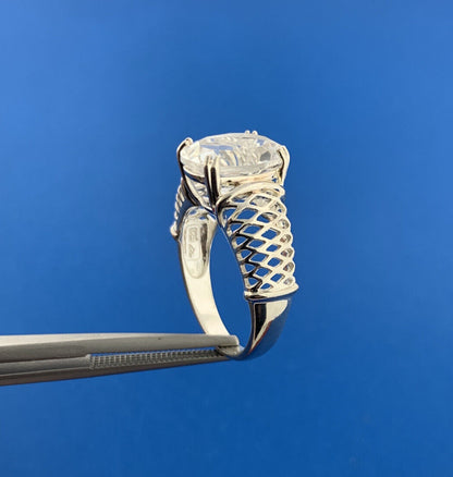 Designer Sterling Silver 925 Oval Cubic Zirconia CZ Statement Cocktail Ring