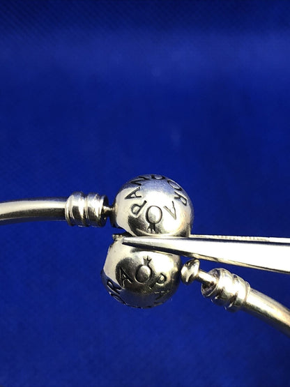 Designer PANDORA ALE Sterling Silver Round Charm Clasp Bangle Bracelet #590713