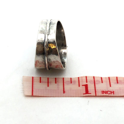 Designer 925 Sterling Silver Hammered Textured Wide Band Ring