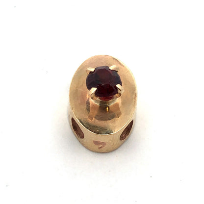Vintage 10K Yellow Gold Round Garnet Oval Slide Bracelet Charm