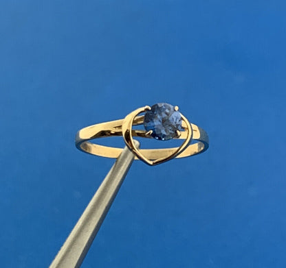 14K Yellow Gold Blue Sapphire Cubic Zirconia CZ Promise Sweetheart Ring