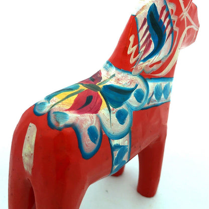 Vintage Swedish Akta Dala Hemslojd Hand Painted Red Horse Wooden Toy Figurine