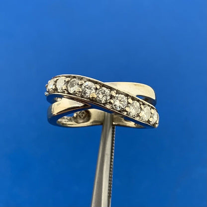 Designer 14K White Gold Diamond Entwined Wedding Anniversary Band Ring