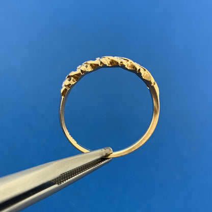 Designer 14k Yellow Gold Round Cut White Diamond Prong Band Ring Size 5.75