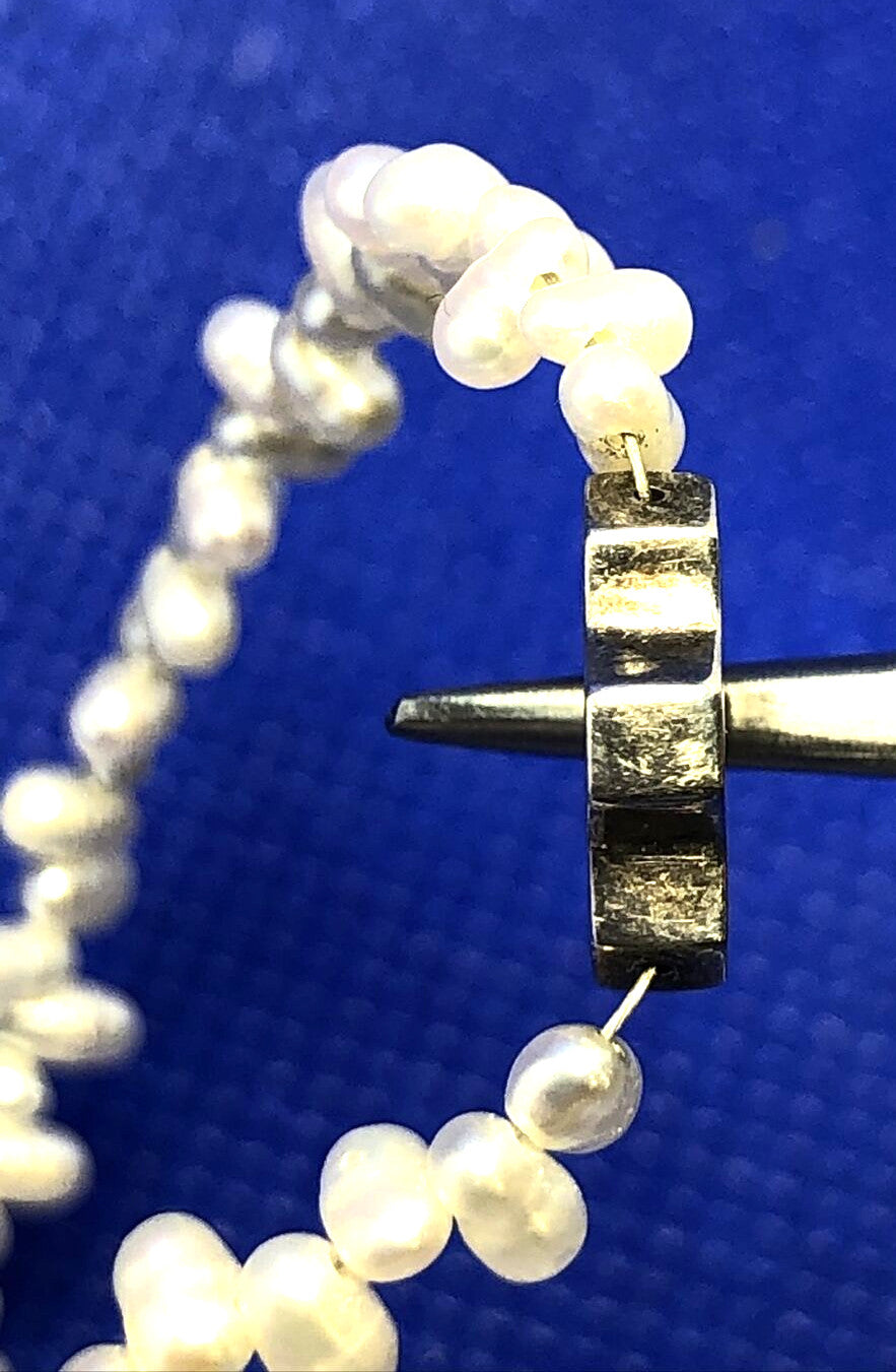 Mignon Faget 925 Sterling Silver Hive Collection Pearl Beaded Toggle Necklace