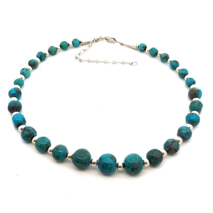 Native American Carolyn Pollack 925 Sterling Silver Turquoise Beaded Necklace
