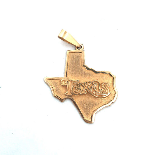 Designer 14K Yellow Gold Texas State USA Map Pendant