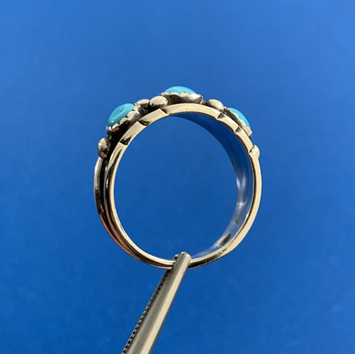 Native American 925 Sterling Silver Turquoise Band Ring