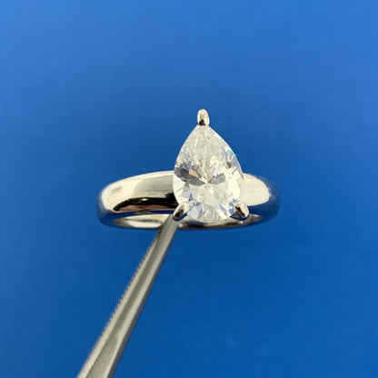 Designer SW Sterling Silver 1.5tcw CZ Cubic Zirconia Pear Engagement Style Ring