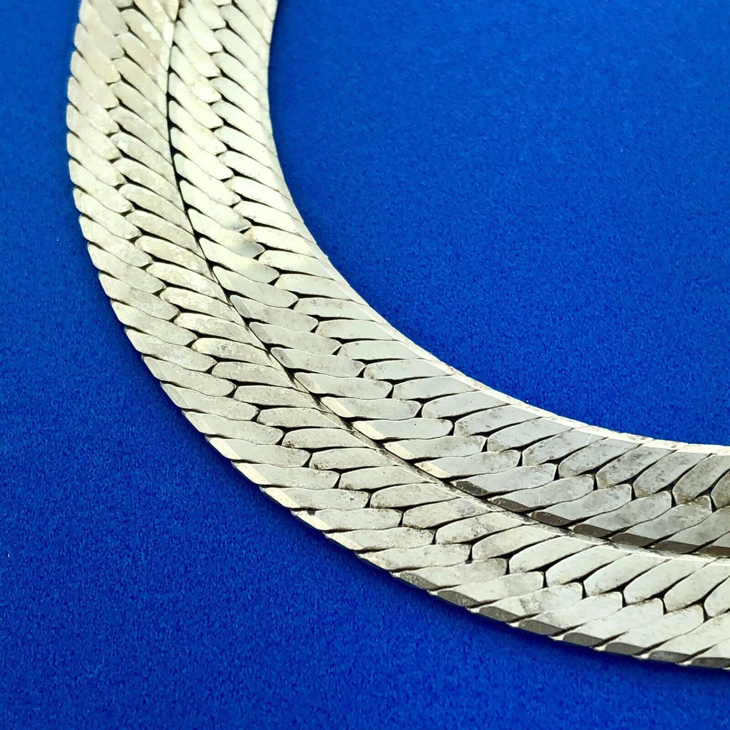 Vintage Italy GLO 925 Sterling Silver Flat Serpentine Link Chain Necklace