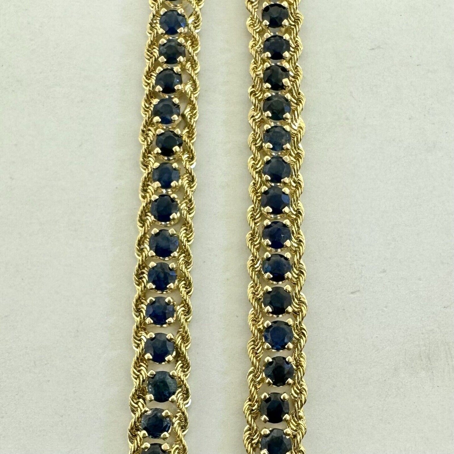 Designer PAT 14K Yellow Gold Round Blue Sapphire 7" Tennis Bracelet