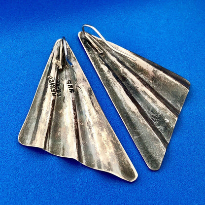 Vintage Taxco TA 115 Sterling Silver Modernist Trapezoid Statement Earrings