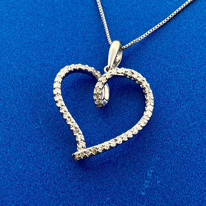 Designer 14K White Gold Diamond Infinity Heart Sweetheart Anniversary Necklace