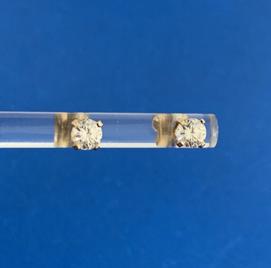 Designer 14K Yellow Gold Round White Tourmaline Stud Earrings