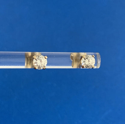 Designer 14K Yellow Gold Round White Tourmaline Stud Earrings