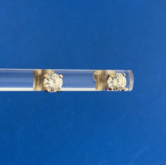 Designer 14K Yellow Gold Round White Tourmaline Stud Earrings