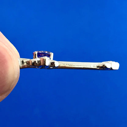 Designer 10K White Gold Amethyst Diamond Fleur De Lis Cross Religious Pendant