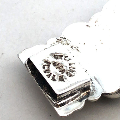 Modernitst Taxco Sterling Silver Oval Black Onyx Cabochon Beaded Panel Bracelet