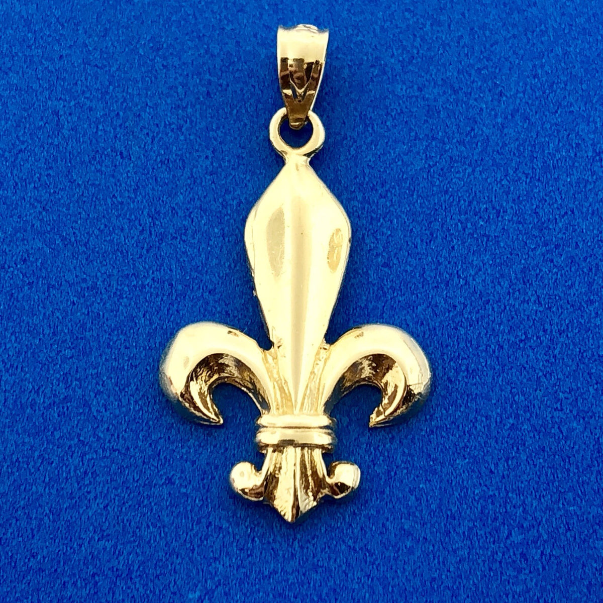 Classic 14K Yellow Gold Fleur De Lis New Orleans Louisiana Geaux Saints Pendant