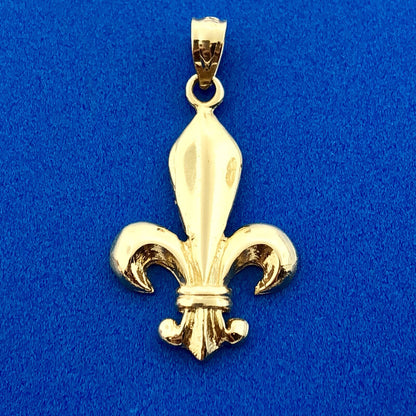 Classic 14K Yellow Gold Fleur De Lis New Orleans Louisiana Geaux Saints Pendant