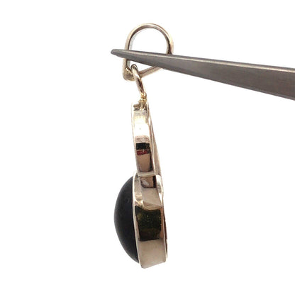 Estate 925 Sterling Silver Oval Cabochon Garnet Modernist Swirl Pendant