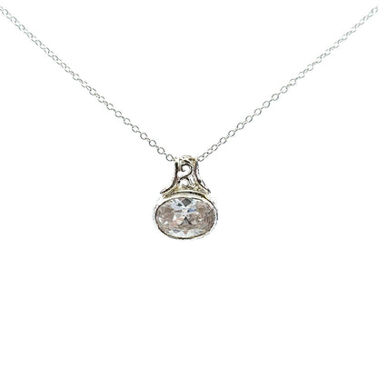 Designer 925 Sterling Silver Cubic Zirconia East West Scroll Statement Pendant