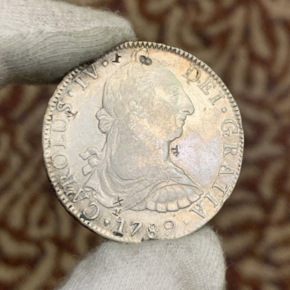 1789 Mo Mexico City 8 Reales F.M. Carolus IV DEI Gratia .903 Chop Marks Coin