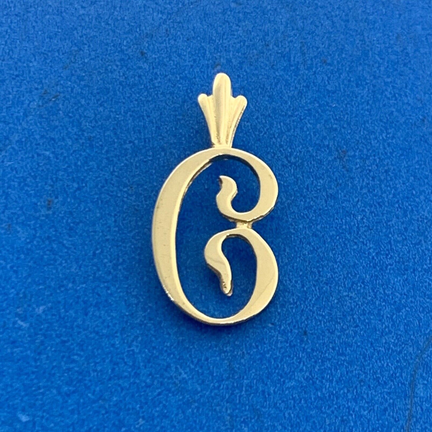 Designer 14K Yellow Gold Script Initial Letter Monogram C Charm Pendant