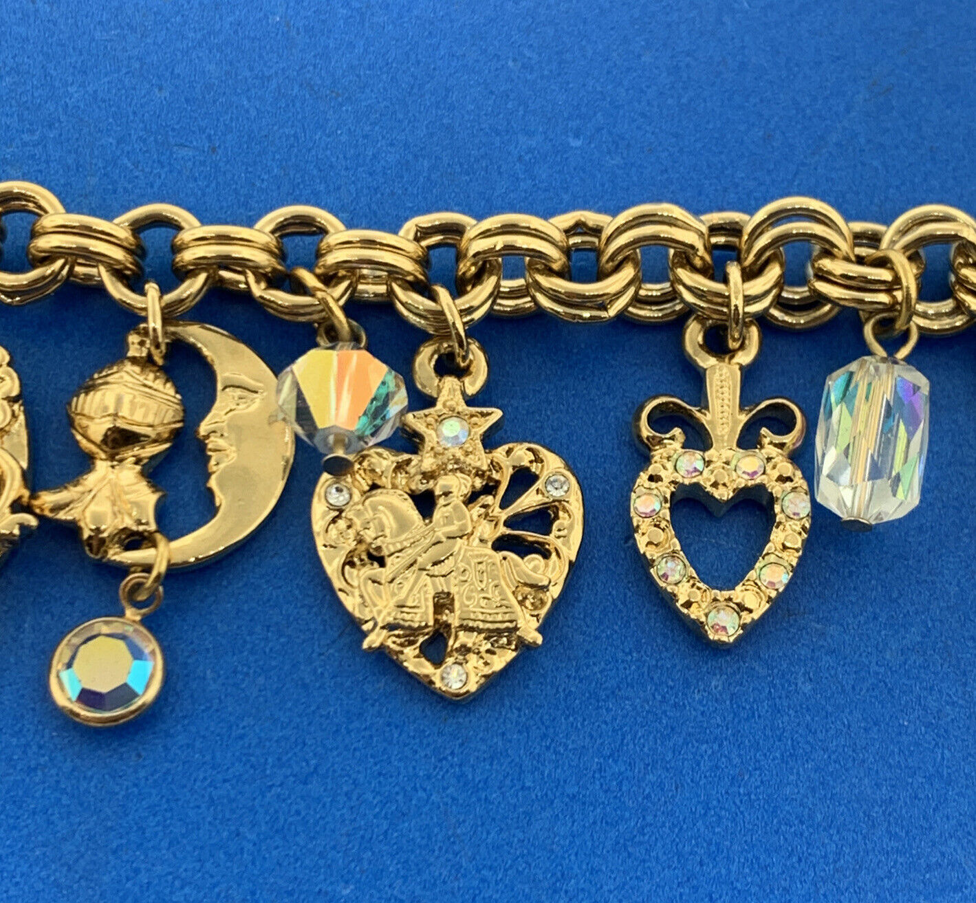 Kirks Folly Gold Tone Crystal Knights Medieval Times Charm Necklace/Bracelet