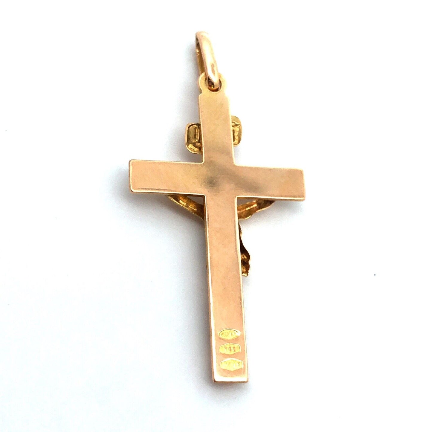 Designer 18K Yellow Gold Cross Crucifix Catholic Pendant