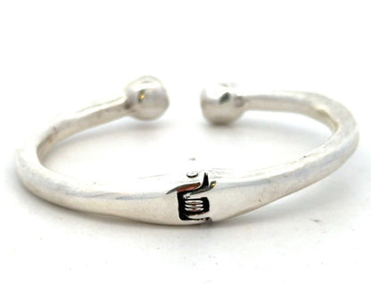 Vintage UNO 925 Sterling Silver Oval Hinged Ball Cuff Bracelet